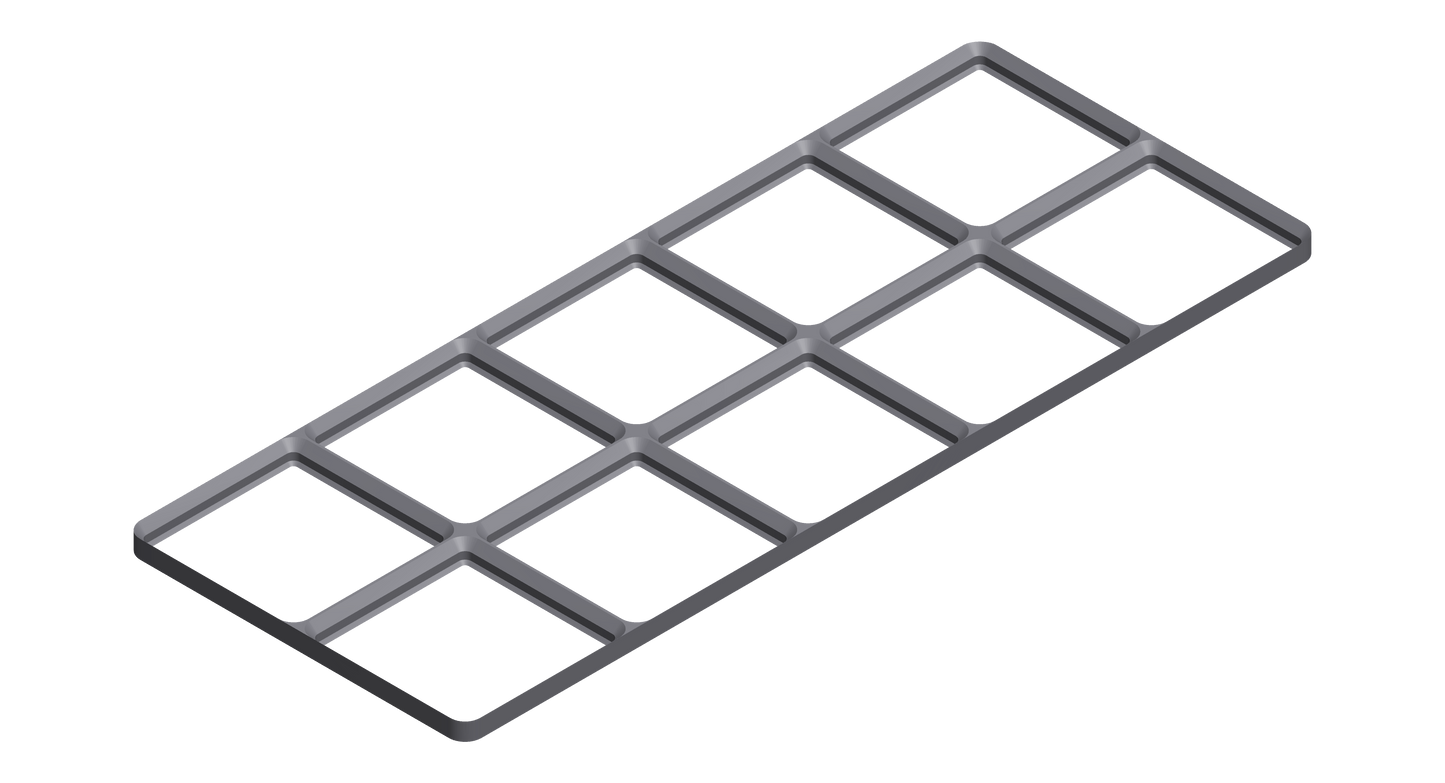 Gridfinity Frame Baseplate - 2x1 to 2x5 Grid